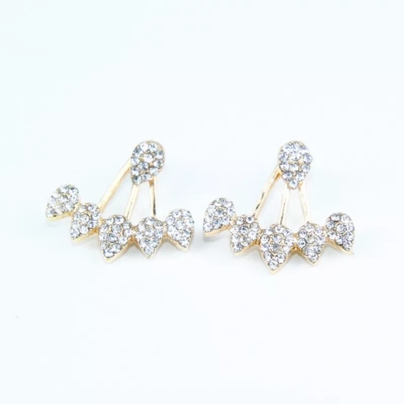 3/$30 Double Sided Rhinestone Gold Earrings New - Picture 2 of 6